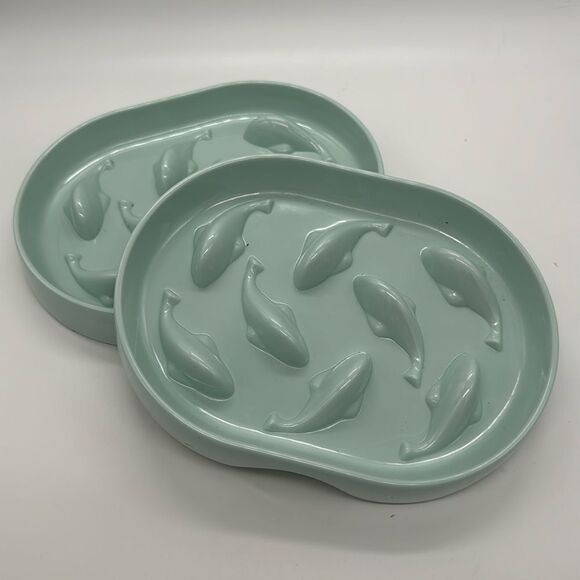 Anti-slip Fun Slow-feeding Plate Cat Bowl Pet Feeder Bowls Melamine Set of 2 - Picture 1 of 5
